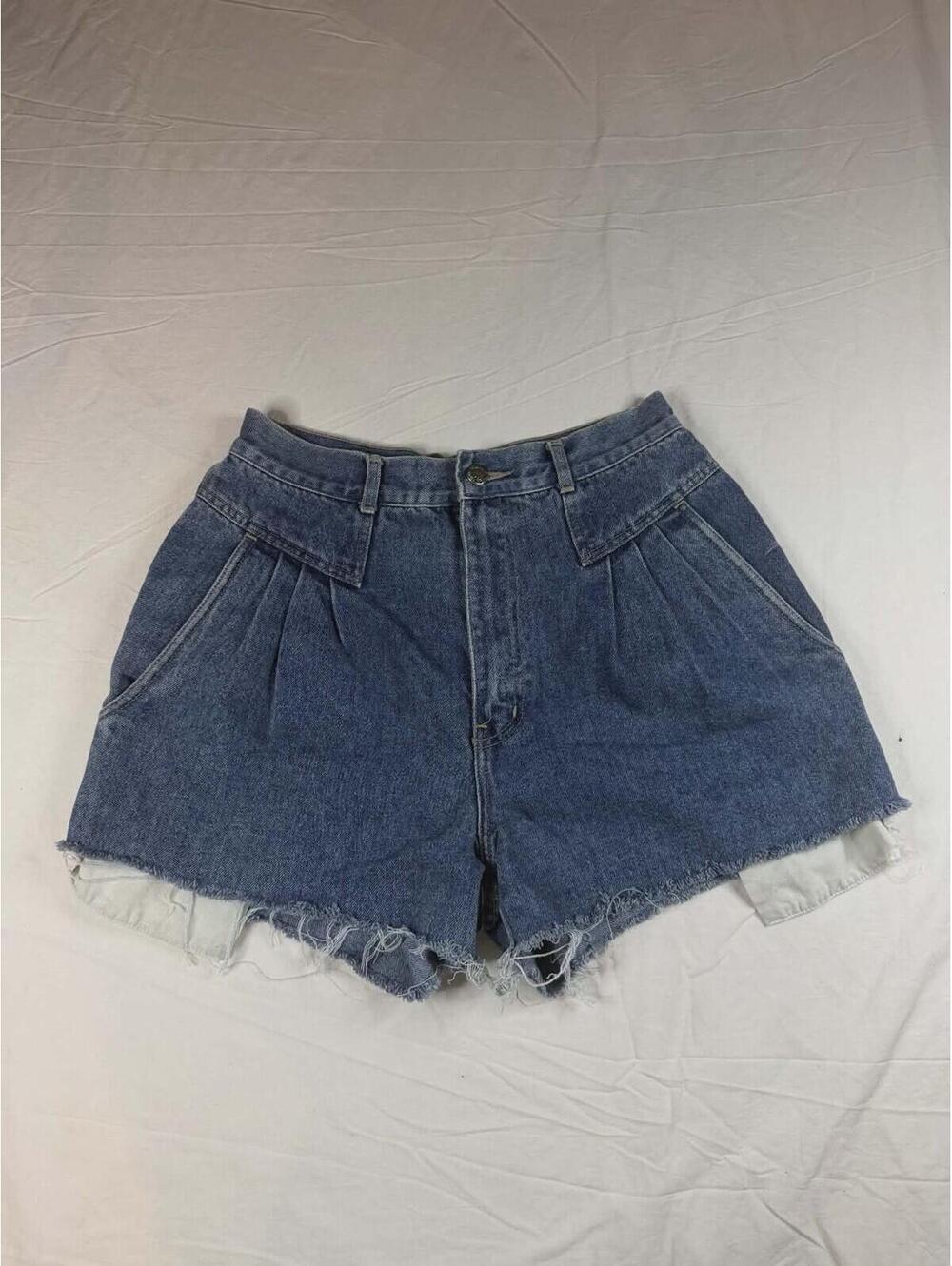 🌻 Northwest Blue Vintage Pleated Denim Cut-Off Shorts Size 12P Y2K High Rise
